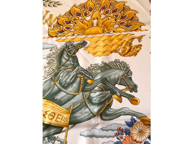 Hermès Le nove del mattino Bianco Blu D'oro - vista 7