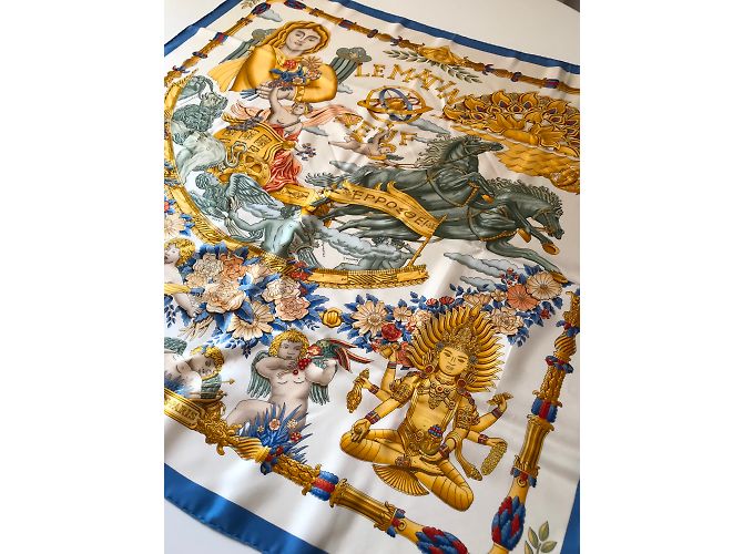 Hermès Le nove del mattino Bianco Blu D'oro - vista 9