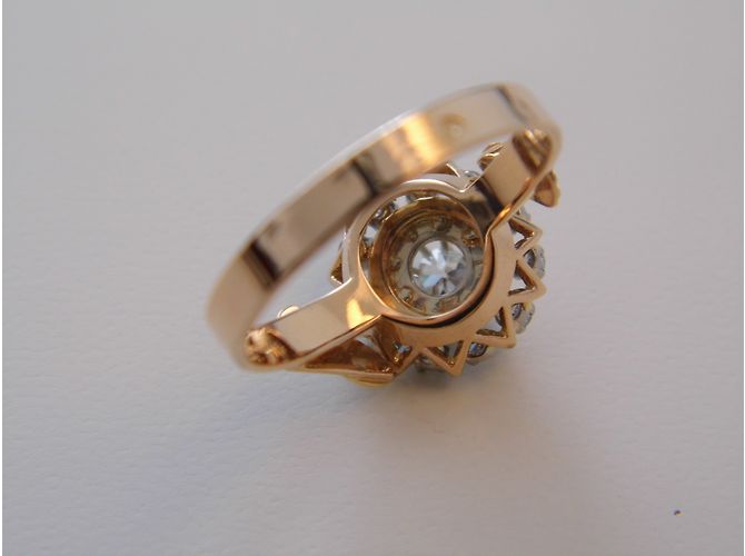 Autre Marque anello alato in oro giallo e bianco 18 carati e diamanti - vista 5