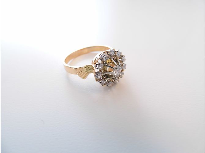 Autre Marque anello alato in oro giallo e bianco 18 carati e diamanti - vista 6
