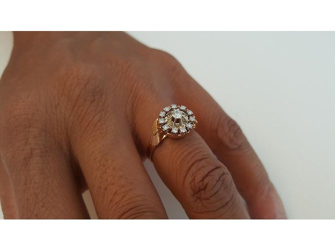 Autre Marque anello alato in oro giallo e bianco 18 carati e diamanti - vista 7