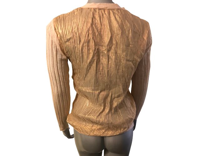 Autre Marque Beige Weste mit hellgoldenem Klingeneffekt - Ansicht 2