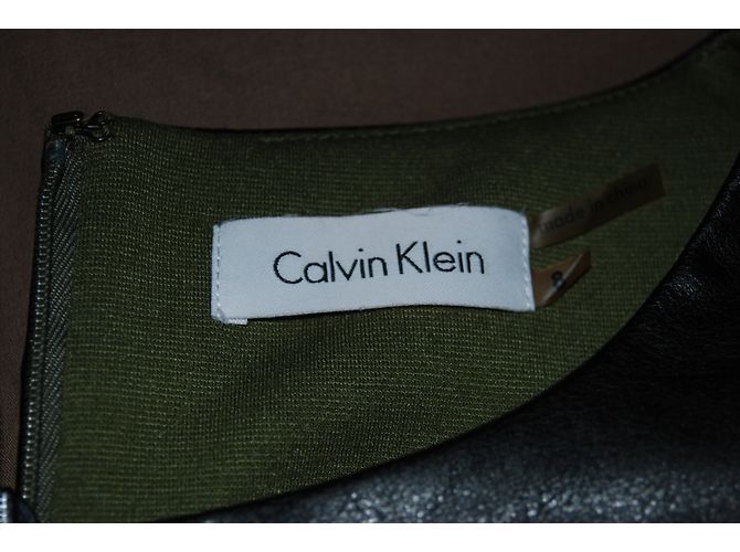 Calvin Klein Kleid Schwarz Khaki Olivgrün Polyester - Ansicht 2