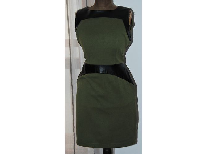Calvin Klein Kleid Schwarz Khaki Olivgrün Polyester - Ansicht 3