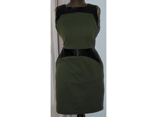 Calvin Klein Kleid Schwarz Khaki Olivgrün Polyester - Ansicht 4