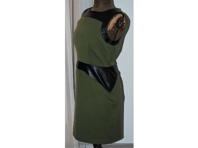 Calvin Klein Kleid Schwarz Khaki Olivgrün Polyester - Ansicht 6