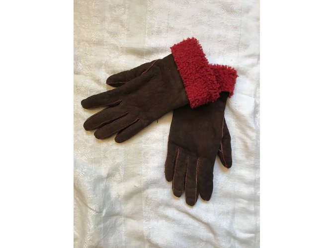 Hermès Guanti Shearling Marrone - vista 2