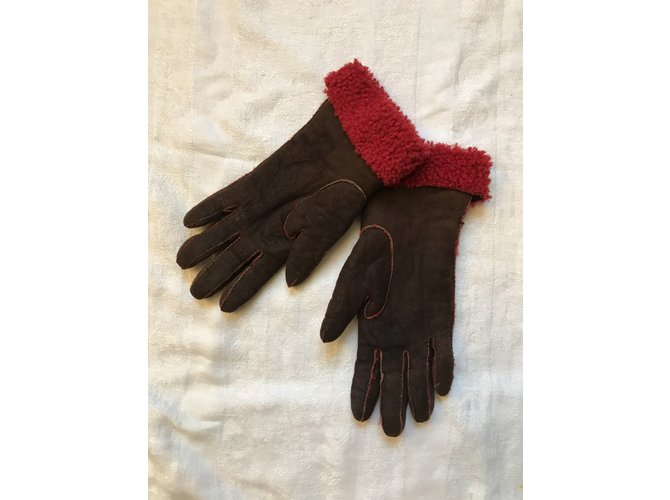 Hermès Guanti Shearling Marrone - vista 3