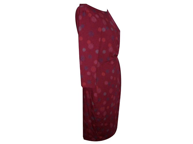 Autre Marque Vestido drapeado con mangas 3/4. Multicolor Fucsia - vista 2