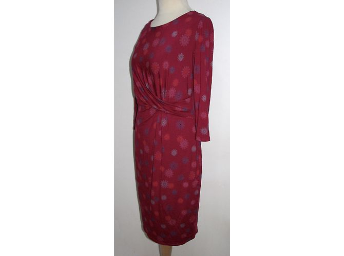 Autre Marque Vestido drapeado con mangas 3/4. Multicolor Fucsia - vista 3
