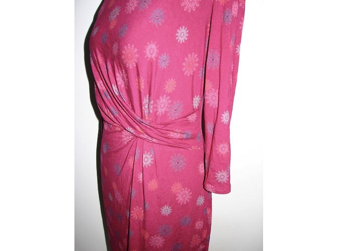 Autre Marque Vestido drapeado con mangas 3/4. Multicolor Fucsia - vista 4