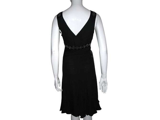 Ted Baker Vestido de seda con bordado de metal. Negro - vista 2