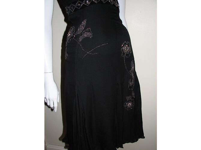 Ted Baker Vestido de seda con bordado de metal. Negro - vista 3