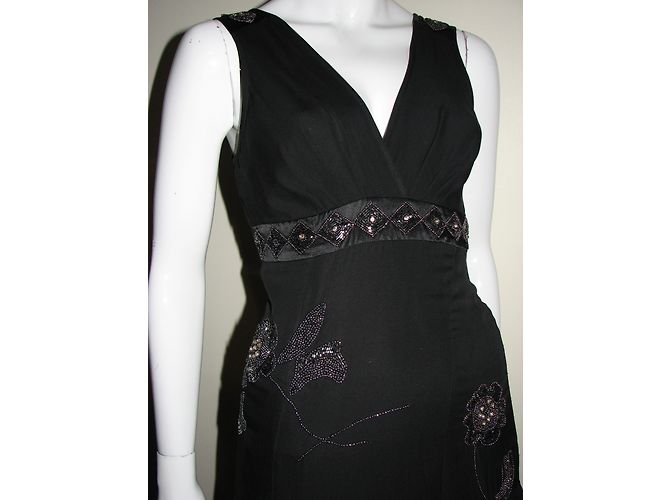 Ted Baker Vestido de seda con bordado de metal. Negro - vista 4