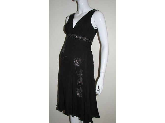 Ted Baker Vestido de seda con bordado de metal. Negro - vista 6
