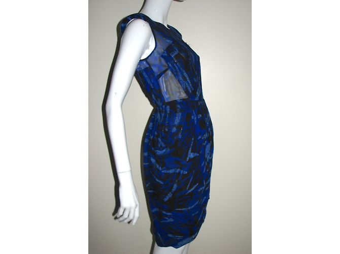 Vestido Whistles de gasa de seda negro y azul - vista 3