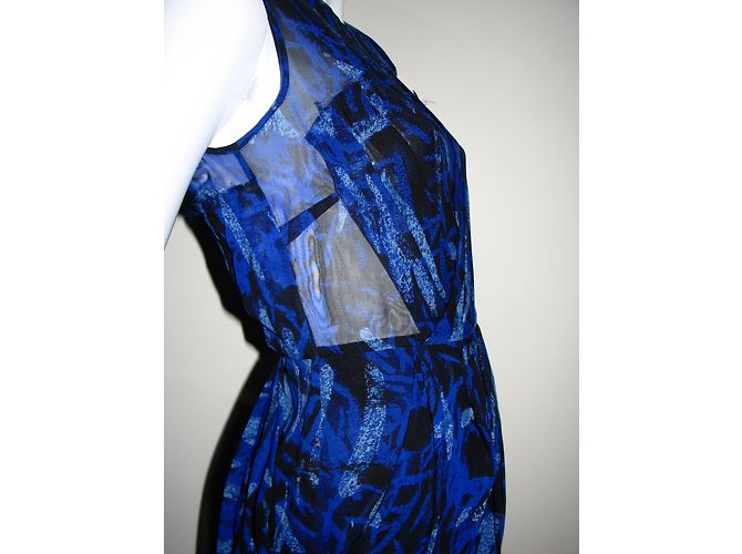 Vestido Whistles de gasa de seda negro y azul - vista 4