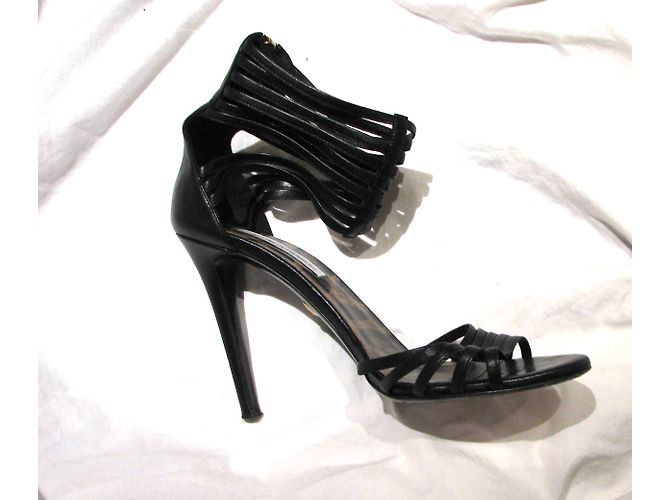 Diane Von Furstenberg Ursula Riemchen Sandaletten Leder Schwarz - Ansicht 9