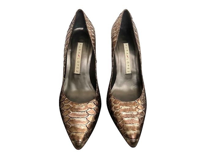 Pura Lopez Metallic Silber Python Pumps 10cm Absatz Metallisch - Ansicht 2