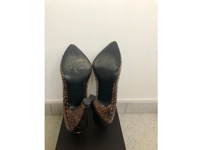 Pura Lopez Metallic Silber Python Pumps 10cm Absatz Metallisch - Ansicht 3