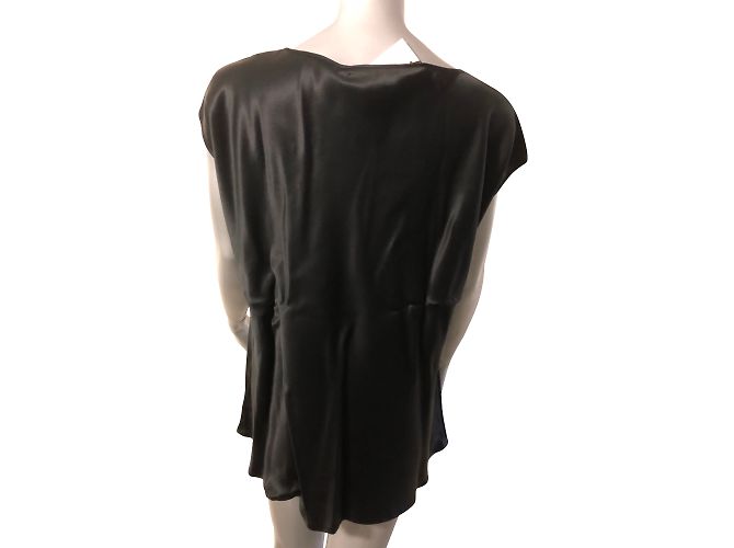 Camiseta de seda satinada negra de manga corta Marina Rinaldi Negro - vista 2
