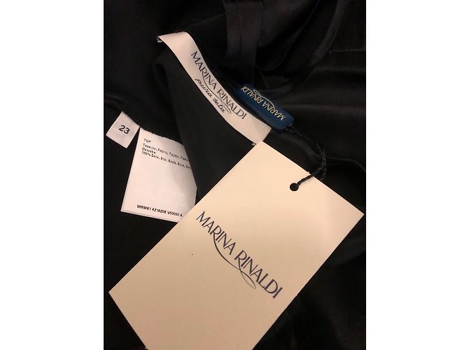 Camiseta de seda satinada negra de manga corta Marina Rinaldi Negro - vista 3