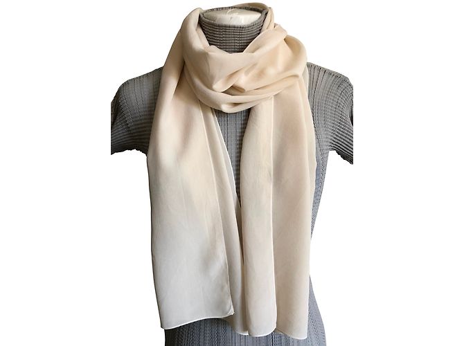 Autre Marque nuova stola in crepe di seta bianca 170 * 38 cm - vista 2