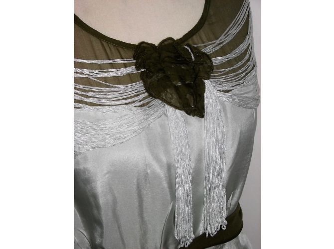 Diane Von Furstenberg Abito vintage in seta con nappe Verde chiaro - vista 4