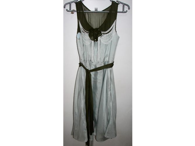 Diane Von Furstenberg Abito vintage in seta con nappe Verde chiaro - vista 5
