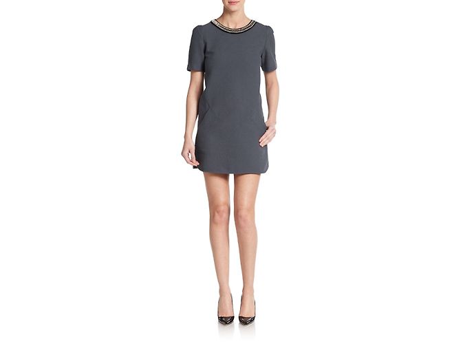 Vestido corto Maje gris de algodón y viscosa - vista 4