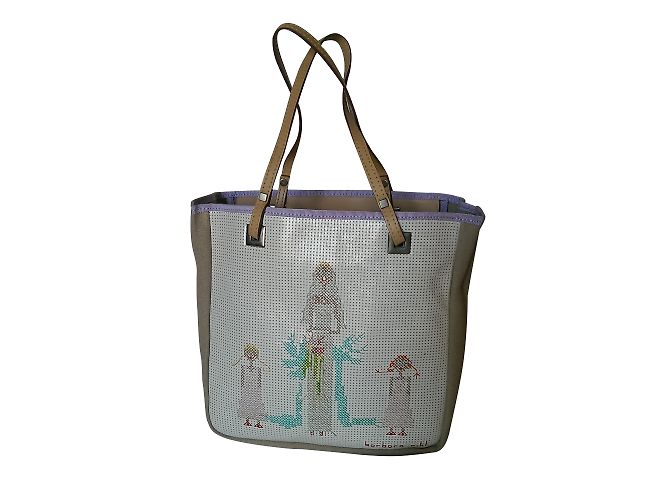 Autre Marque BARBARA RIHL Borsa Tote in Tela e Pelle con Ricamo Multicolore - vista 2