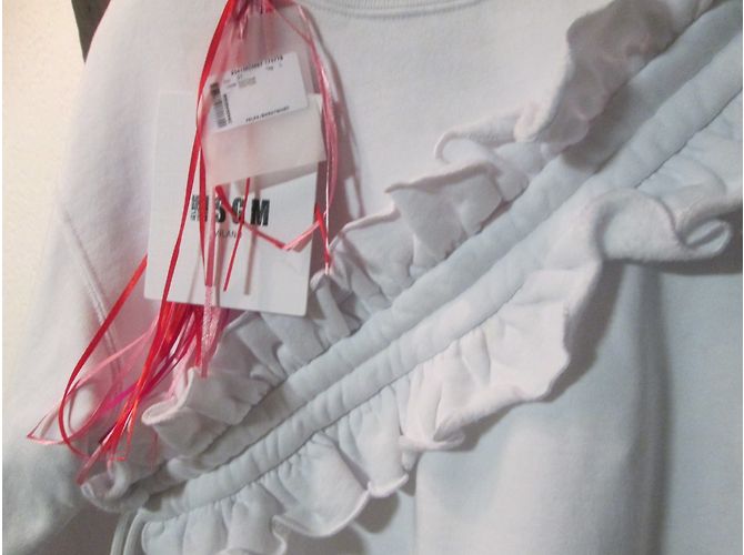 Msgm Diagona Ruffle sweatshirt Blanc - vue 3