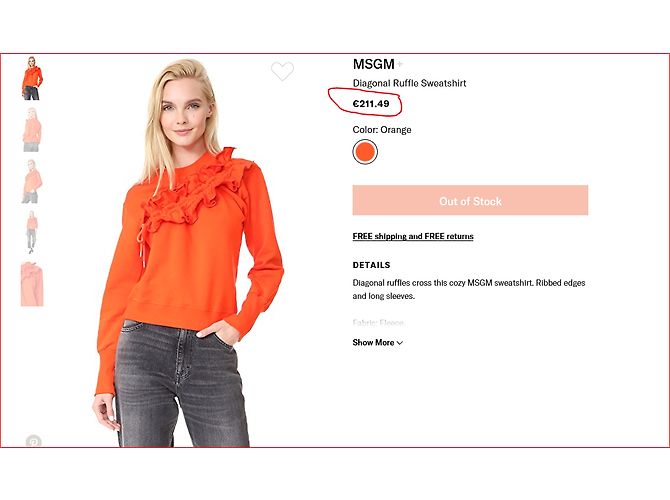 Msgm Diagona Ruffle sweatshirt Blanc - vue 4