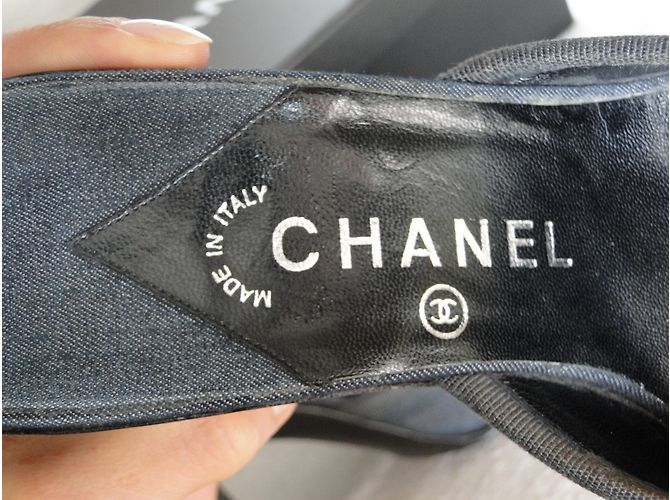 Sabot CHANEL in denim e pelle Blu - vista 7