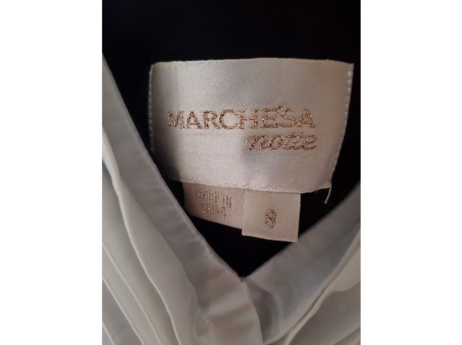 Marchesa Abito da cocktail bianco e nero peplo - vista 8