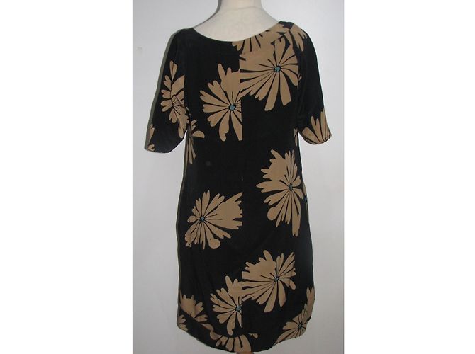 Joseph Seidenkleid mit Blumenmuster schwarz und caramel Karamell - Ansicht 3