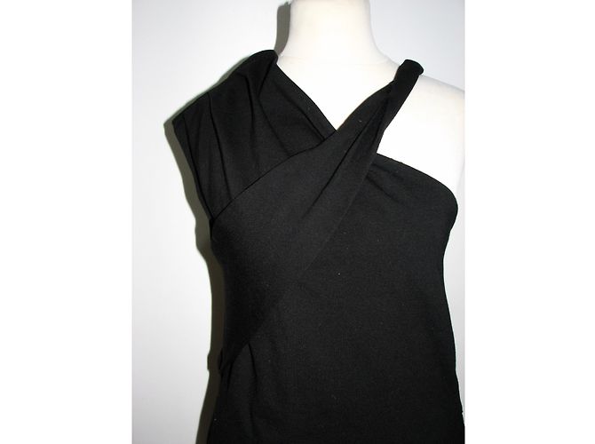 Asymmetrisches schwarzes Kleid Halston Heritage - Ansicht 4