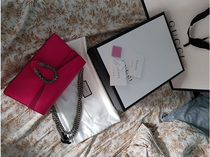 Borsa a mano Gucci Dionysus in pelle rosa - vista 5