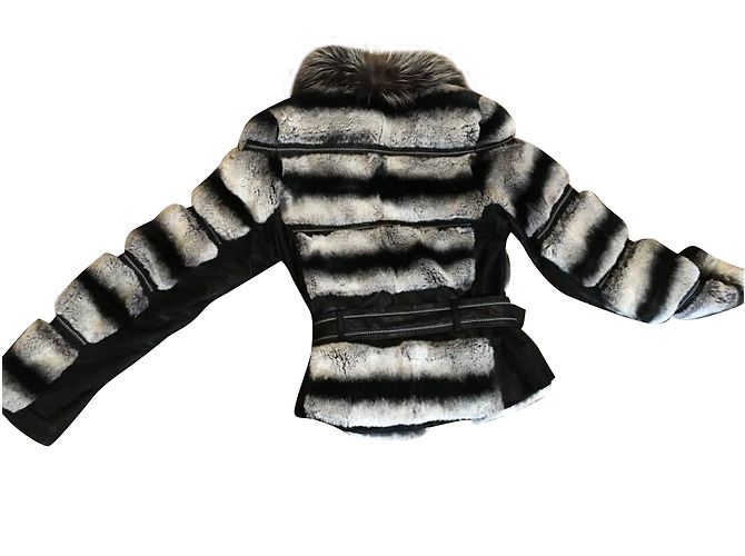 Autre Marque Abrigo de piel de conejo estilo chinchilla Multicolor - vista 2