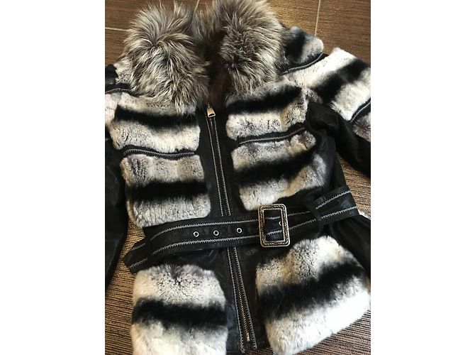 Autre Marque Abrigo de piel de conejo estilo chinchilla Multicolor - vista 3