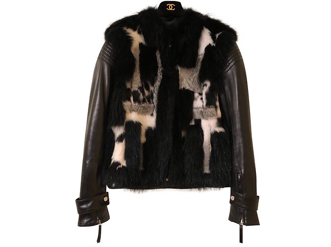 Roberto Cavalli Lederjacke mit Fellbesatz Mehrfarben - Ansicht 2
