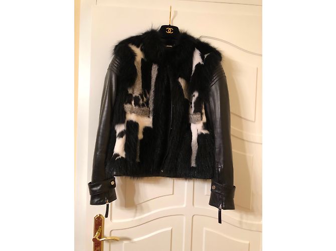 Roberto Cavalli Lederjacke mit Fellbesatz Mehrfarben - Ansicht 3