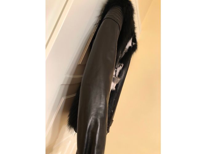 Roberto Cavalli Lederjacke mit Fellbesatz Mehrfarben - Ansicht 4