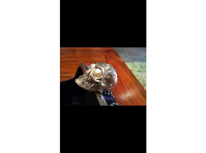 ALEXANDER MCQUEEN - Britannia Skull Box Clutch mit Wildlederbesatz Schwarz Blau - Ansicht 4