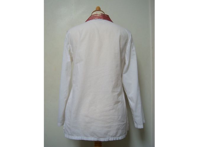 Kaftan Antik Batik de algodón blanco y rojo Roja - vista 2