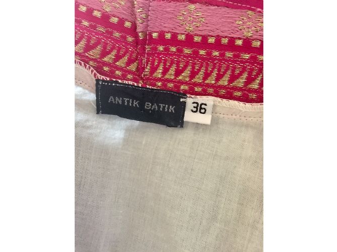 Kaftan Antik Batik de algodón blanco y rojo Roja - vista 7