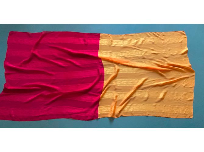 Autre Marque Zweifarbige Seidenstola Rot / Orange  175* 90 cm - Ansicht 3