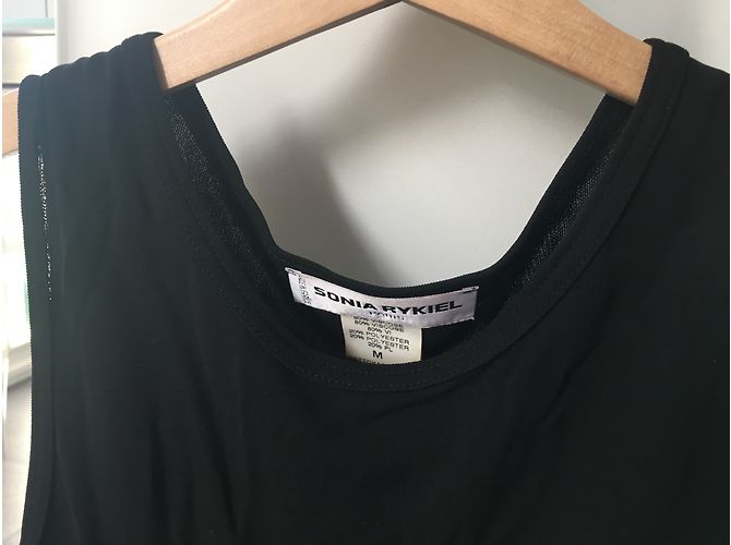 Top sin mangas Sonia Rykiel negro con flor roja bordada - vista 3
