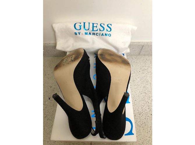 Guess Black Open Front Pumps with Rhinestones - view 3