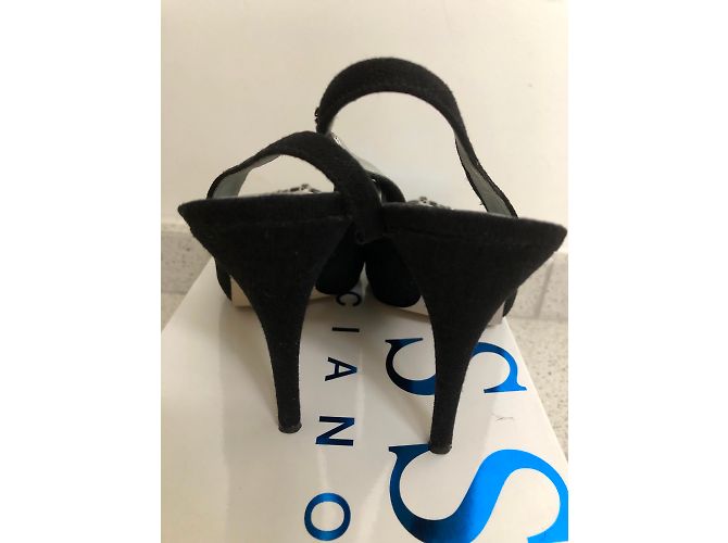 Guess Black Open Front Pumps with Rhinestones - view 4